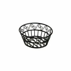 Hot Sale 👍 American Metalcraft BLSB80 - Bread Basket, 8" Dia., Black Scroll Design 🔥