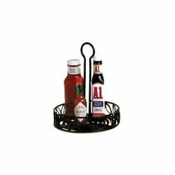 Coupon ⭐ American Metalcraft LDCC18 - Ironworks Condiment Rack, 7-3/4" Dia., Leaf Design, Black 🎁