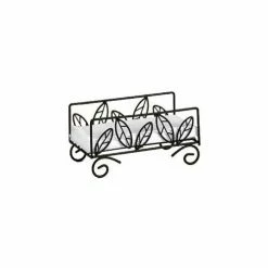 Cheap 👍 American Metalcraft NDSL59 - Napkin Basket, 8-3/4 x 5 x 4-1/2, Black Leaf Design 🎉