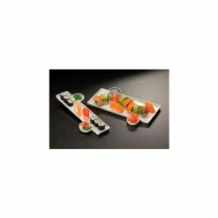 Buy 🥰 American Metalcraft PORS140 - Sushi Plate, 13 x 9-1/3, With Built-In Sauce Cup, Porcelain 🔔