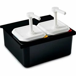 Promo 😀 Araven Sauce Dispenser Set 2 X 1/6 Size + Pumps Black 🔥