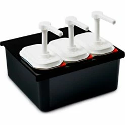 Coupon 💯 Araven Sauce Dispenser Set 3 X 1/9 Size + Pumps Black 😍