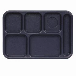Best Sale 🔥 Cambro 10146CW186 - School Tray 10" x 14" 6 Compartment, Navy Blue - Pkg Qty 24 🌟