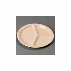 Best Pirce 🧨 Carlisle KL10225 - Kingline™ 3-Compartment Plate 10-1/16" x 3/4", Tan - Pkg Qty 48 💯