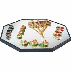 Flash Sale 🧨 Cal-Mil RR241 Octagon Mirror Tray with Black Trim 24" Dia. x 1"H 💯