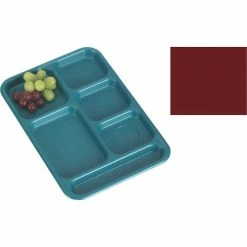 Promo ✔️ Cambro BCT1014416 - School Tray 10" x 14" 6 Compartment, Cranberry - Pkg Qty 24 🎁