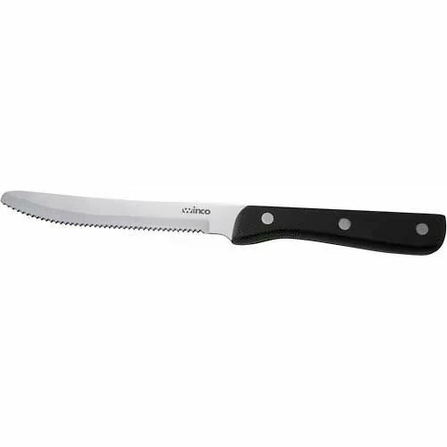 Budget ❤️ Winco K-80P Steak Knife W/ Pointed Tip, 5"L, Black Pastic Handle, Serrated Blade, 12/Pack ❤️ 1 Budget ❤️ Winco K-80P Steak Knife W/ Pointed Tip, 5"L, Black Pastic Handle, Serrated Blade, 12/Pack ❤️